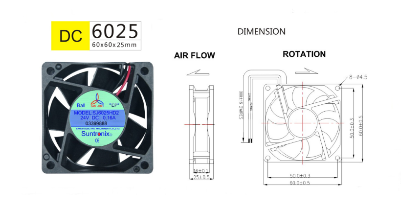 Taiwan Sanju SJ6025HD2-DC axial flow fan
