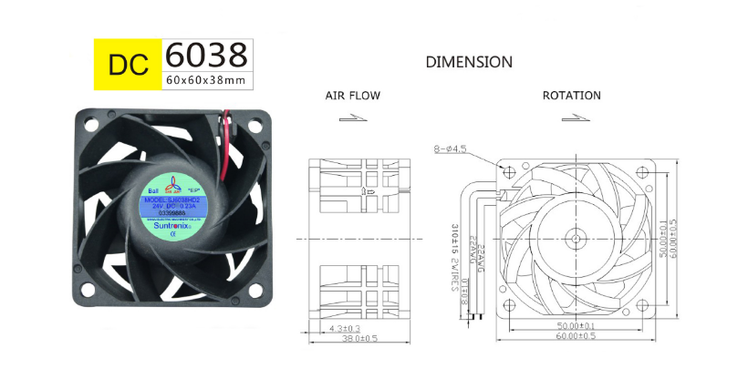 Taiwan Sanju SJ6038HD2-DC axial flow fan