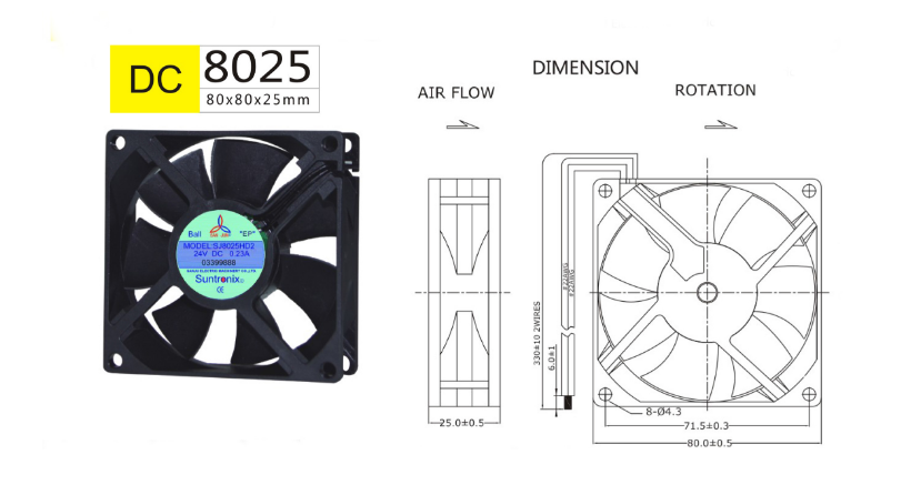 Taiwan Sanju SJ8025HD2-DC axial flow fan